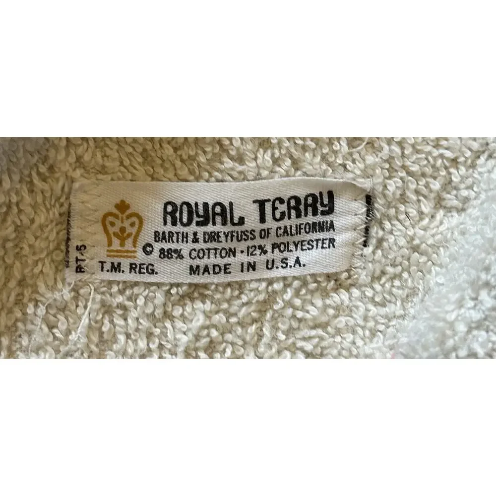 Vintage Royal Terry Lion Bath Towel MCM Safari Made USA Fringe 24x41 Brown